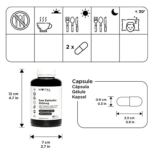 Saw Palmetto capsules dosage and measurement guide.