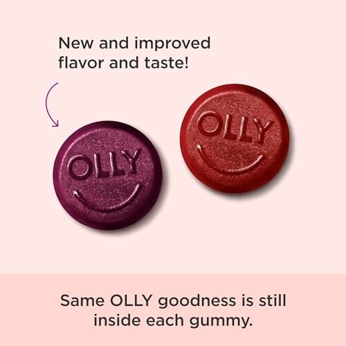 Two OLLY gummies with new and improved flavor.